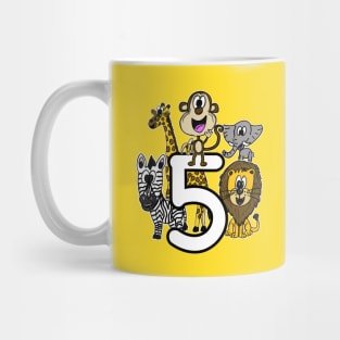 Safari Zoo Animals 5 Year Old 5th Birthday Mug